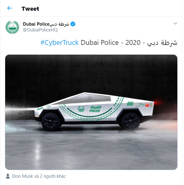 Cảnh sát Dubai đặt mua siêu bán tải chạy điện Cybertruck