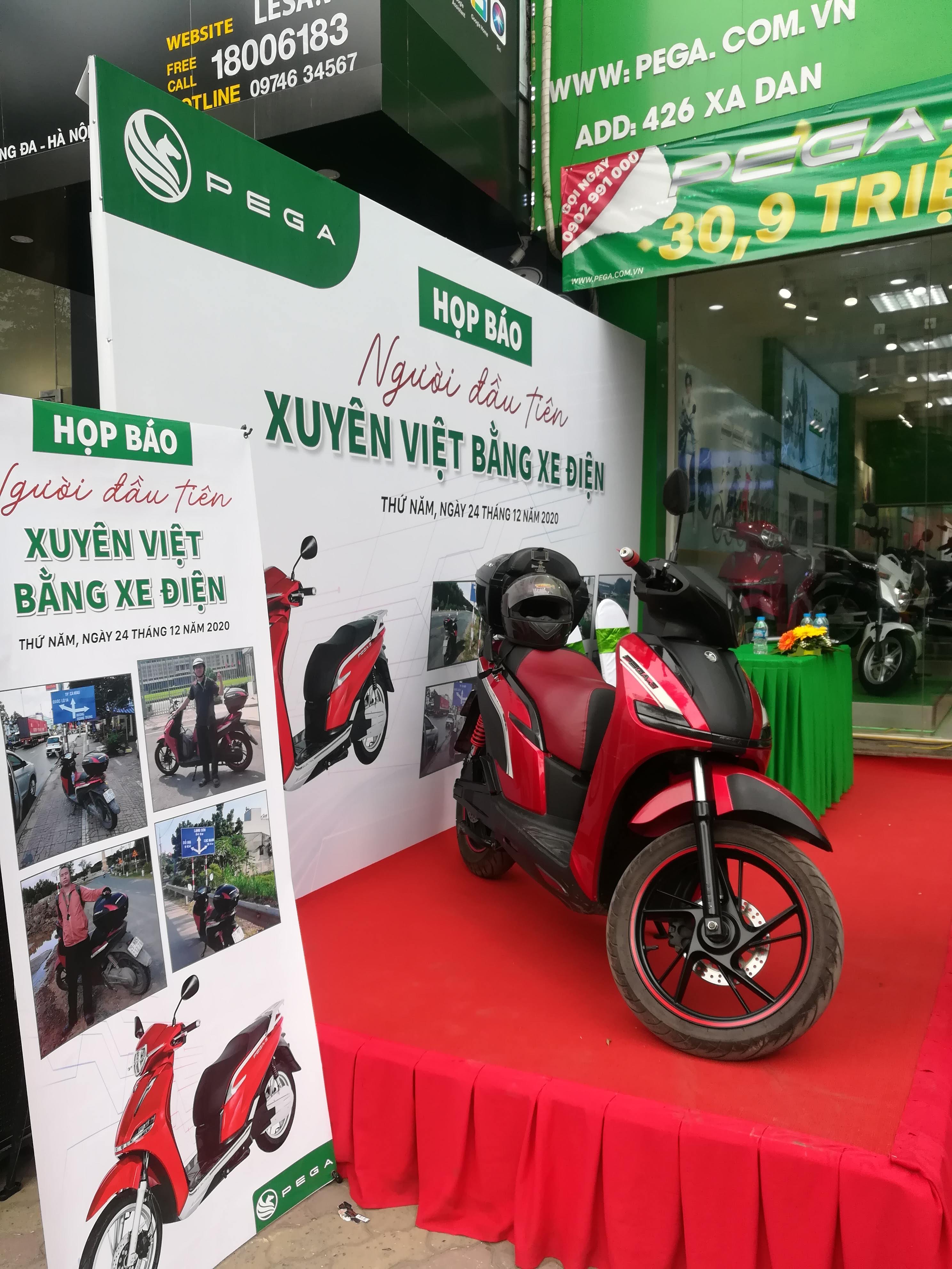 Chiếc xe điện Pega S đã đồng hành cùng anh Vinh Dương trong chuyến đi xuyên Việt