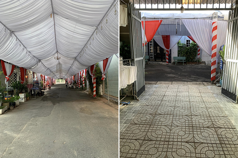Một đám cưới lấn chiếm nguyên cả con đường.
