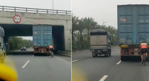 Hà Nội: “Cua rơ” đi vào đường cấm, liều mạng bám sau đuôi container