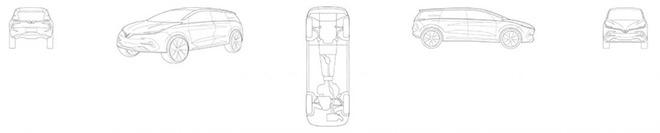 Bản vẽ mẫu xe MPV cỡ lớn của VinFast, cạnh tranh với Kia Sedona, nhưng lại sử dụng cửa mở ngang không phải loại trượt điện.