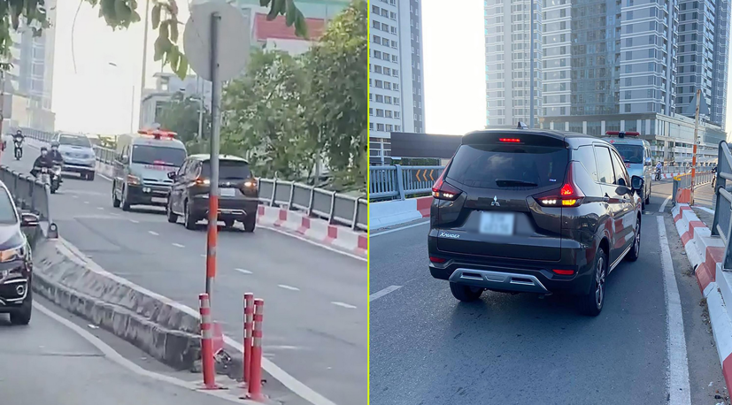 Hình ảnh tài xế bị xe cứu thương ép đi lùi.