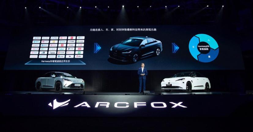 Huawei và Jihu (Arcfox) đã cùng nhau phát hành chiếc xe thông minh cho phép lái xe tự động. Ảnh: Weibo