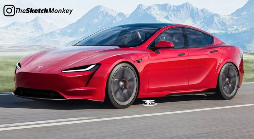 Hình ảnh thiết kế của Tesla Model S do TheSketchMonkey thiết kế.