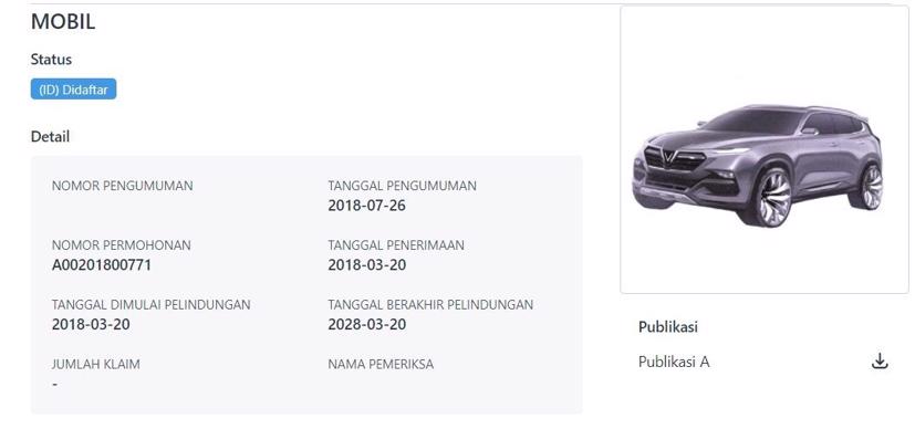 VinFast đăng ký một mẫu SUV tại Indonesia, có thể là Lux SA2.0.