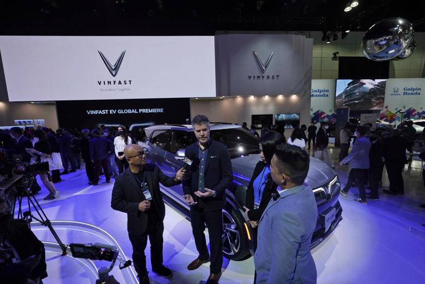 Gian hàng của VinFast tại triển lãm Los Angeles Auto Show 2021.
