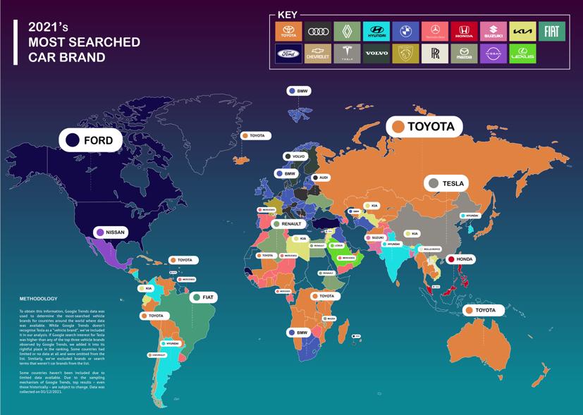 Toyota l&#224; h&#227;ng xe được t&#236;m kiếm nhiều nhất năm 2021 - Ảnh 1