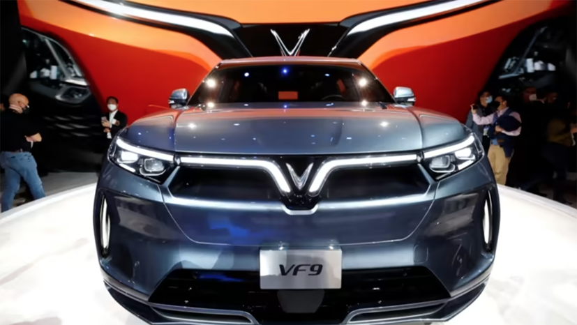 SUV điện VF9 của VinFast được trưng bày tại Trung tâm Hội nghị Las Vegas.