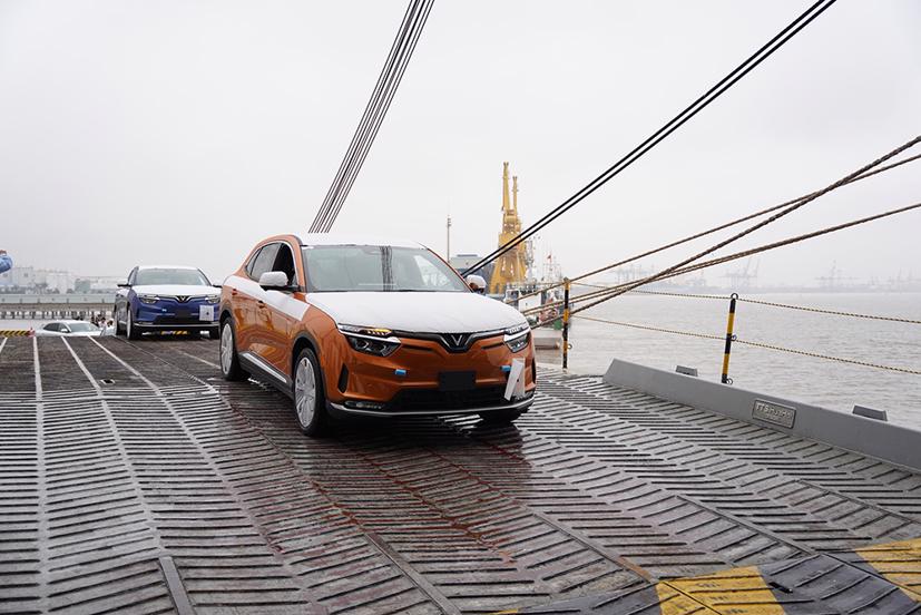 Những chiếc VF 8 đều được kiểm tra cẩn thận trước khi lên tàu vận chuyển.