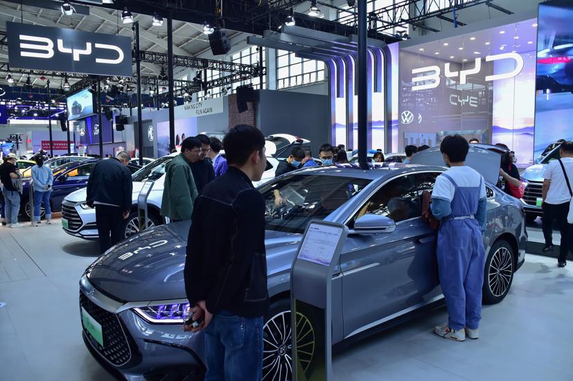 Gian hàng BYD tại Triển lãm ô tô quốc tế Thẩm Dương vào tháng 5. Ảnh: Getty Images.