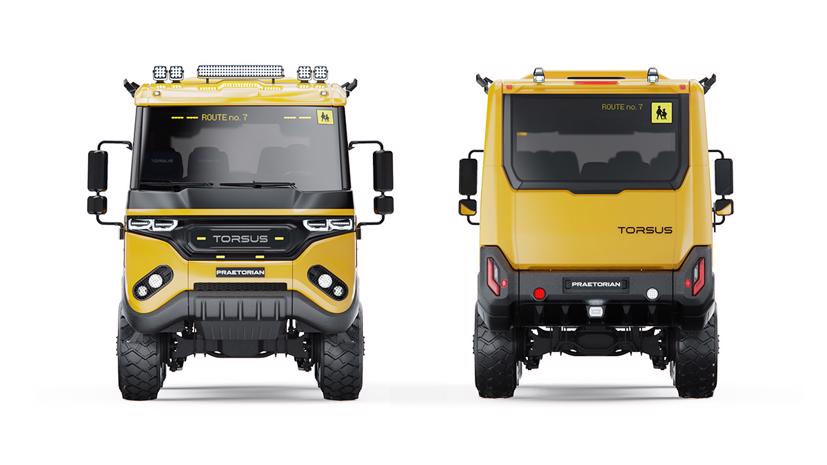 Praetorian School Bus có công suất vận hành mạnh mẽ, hoạt động tốt trong điều kiện địa hình khắc nghiệt. Ảnh: Carscoops.