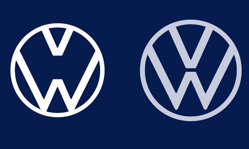 Logo của Volkswagen sau khi điều chỉnh (trái) và trước đó.