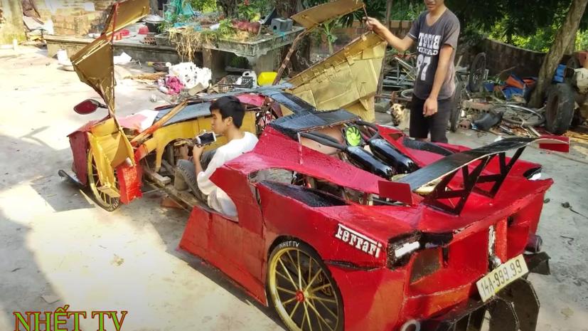 Motor1 ngạc nhi&#234;n với “Ferrari” l&#224;m bằng b&#236;a c&#225;t-t&#244;ng của bạn trẻ Việt Nam - Ảnh 9