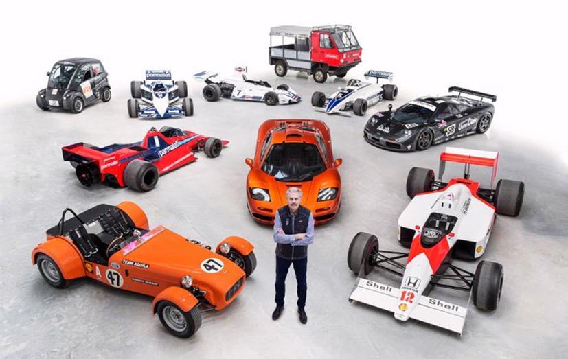 Gordon Murray và một số mẫu xe ông thiết kế.