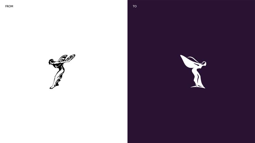 Biểu tượng Spirit of Ectasy cũ (trái) và mới (phải).