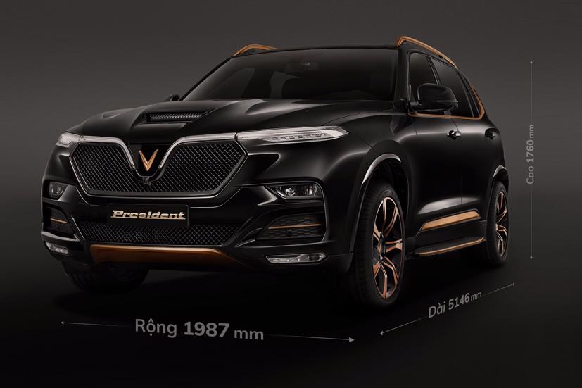 Diện mạo và kích thước của Vinfast President.