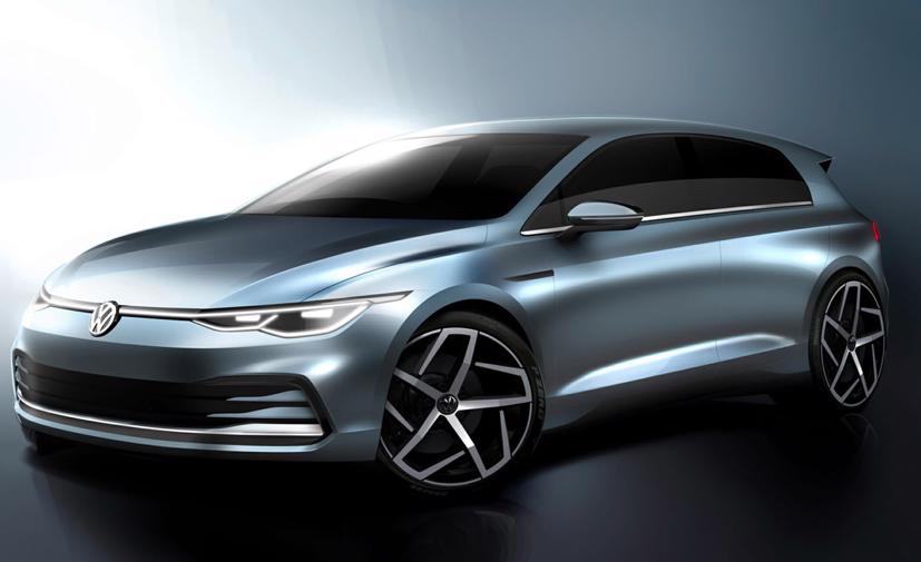 Hình phác thảo của VW Golf 8 khá giống với những bức ảnh bị lộ trước đó. Nguồn: VW.