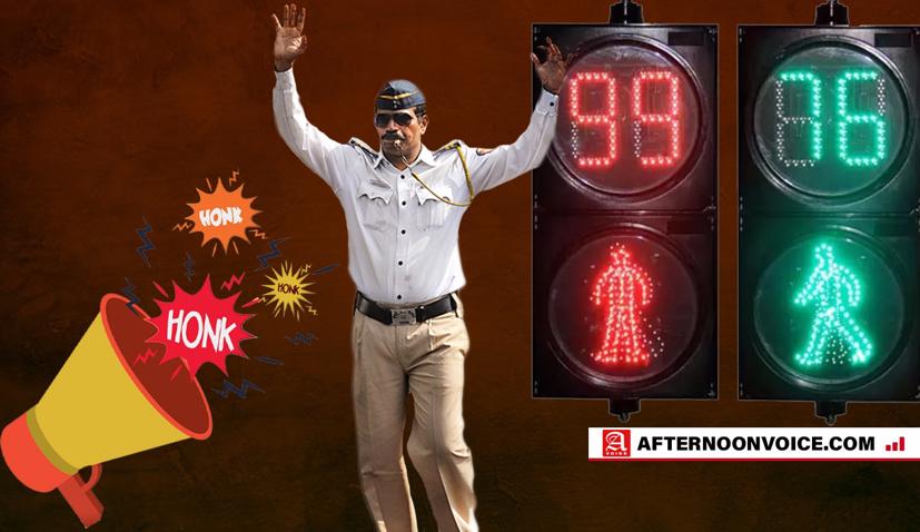 Cảnh sát Mumbai, Ấn Độ, đã có giải pháp chống lại việc mọi người bấm còi inh ỏi khi chờ đèn đỏ. Ảnh: Afternoonvoice.com