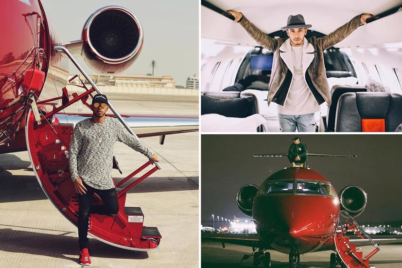 Hamilton đã mua một chiếc Bombardier Challenger 605 màu đỏ kẹo vào năm 2013