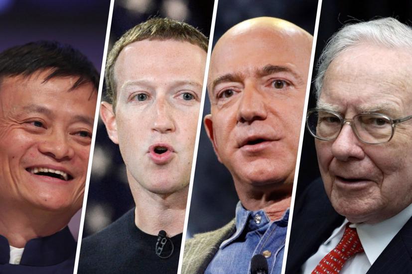 Jack Ma, Mark Zuckerburg, Jeff Bezos và Warren Buffett theo chiều từ trái sang