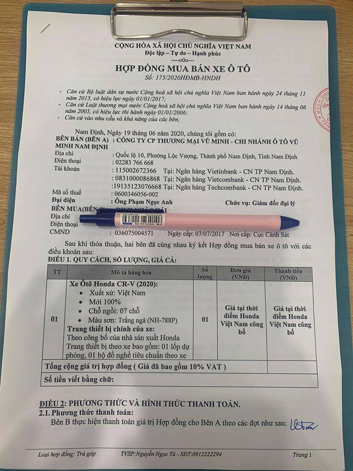 Mức giá được các đại lý đưa ra khi khách hàng đặt cọc Honda CR-V 2020 là “giá tại thời điểm Honda Việt Nam công bố”. Ảnh: Facebook