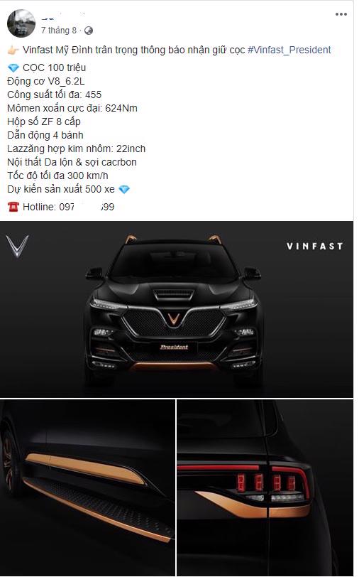 Một đại lý VinFast nhận cọc 100 triệu cho khách mua xe VinFast President