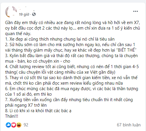 Chủ đề về Beijing X7 thu hút nhiều ý kiến của người dùng