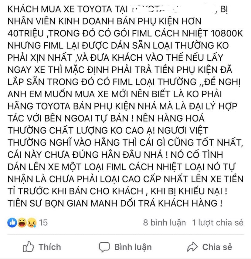 Khách hàng bức xúc vì bị bán hàng kiểu "bia kèm lạc" khi mua xe Toyota Corolla Cross