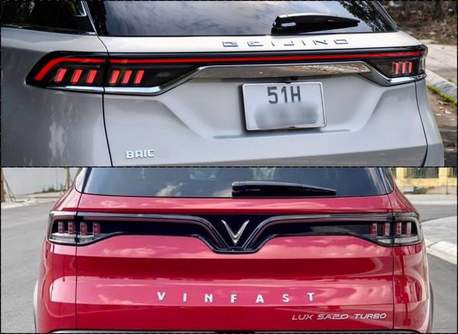 Có quá nhiều điểm chung giữa 2 cụm đèn hậu của BEIIJNG X7 (trên) và VinFast Lux SA2.0 (dưới)