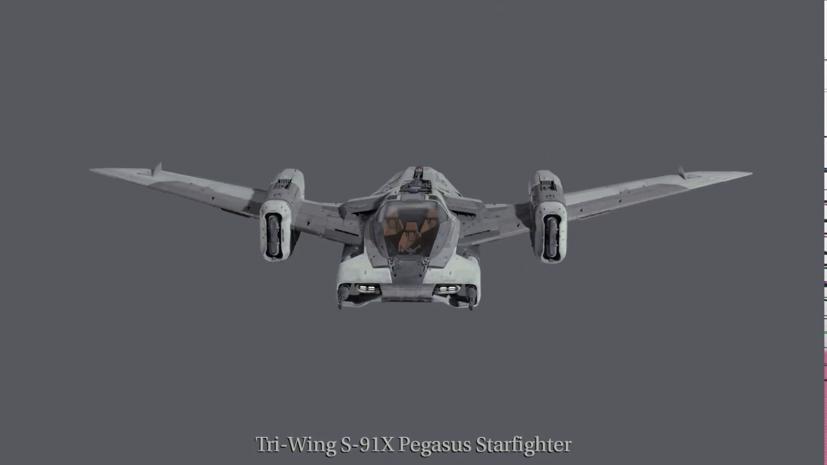 Tàu không gian viễn tưởng Tri-Wing S-91x Pegasus Starfighter sẽ được giới thiệu tại buổi công chiếu phim Star Wars: The Rise of Skywalker trong tháng 12 tại Los Angeles.