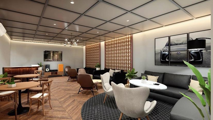 Phối cảnh phòng VIP của trong gian hàng Lexus tại triển lãm năm nay.