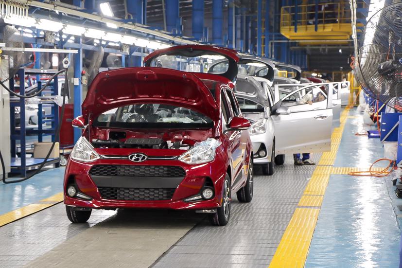 Dây chuyền lắp ráp xe Hyundai tại nhà máy TC Motor Ninh Bình, Việt Nam.